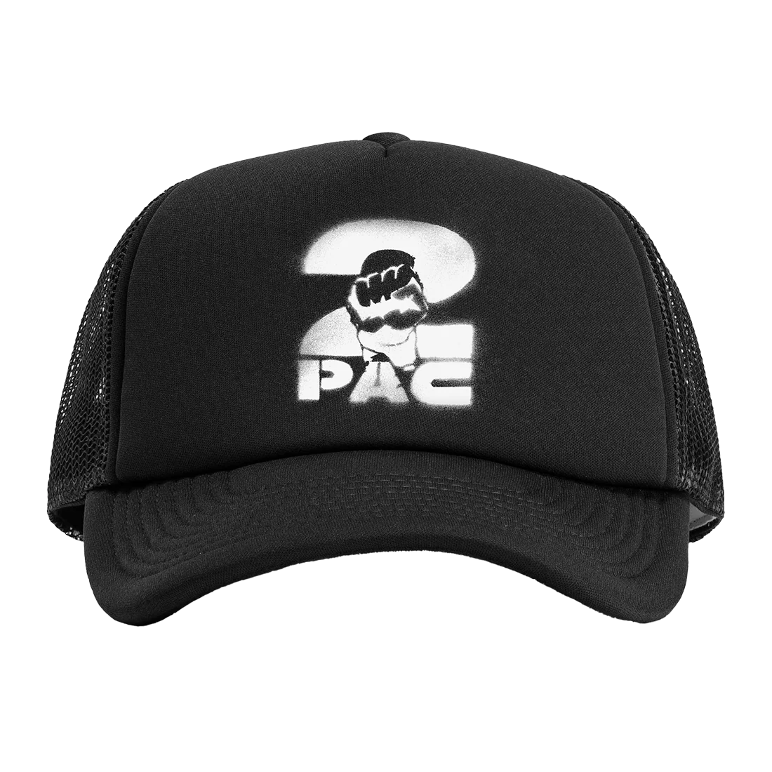 Stencil 2Pac Logo Black Trucker Hat